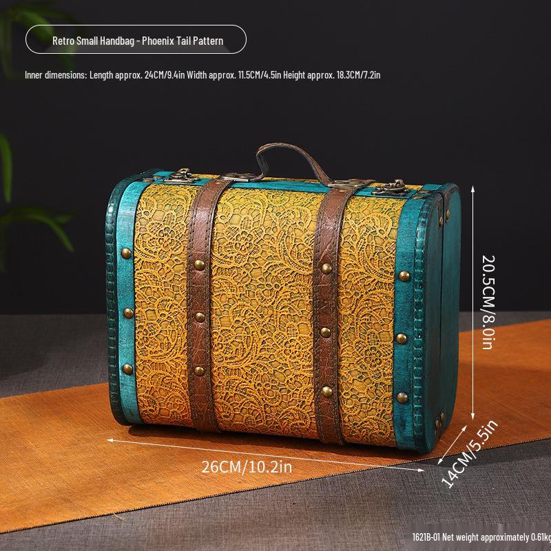 European Antique Wooden Handbag Prop Box