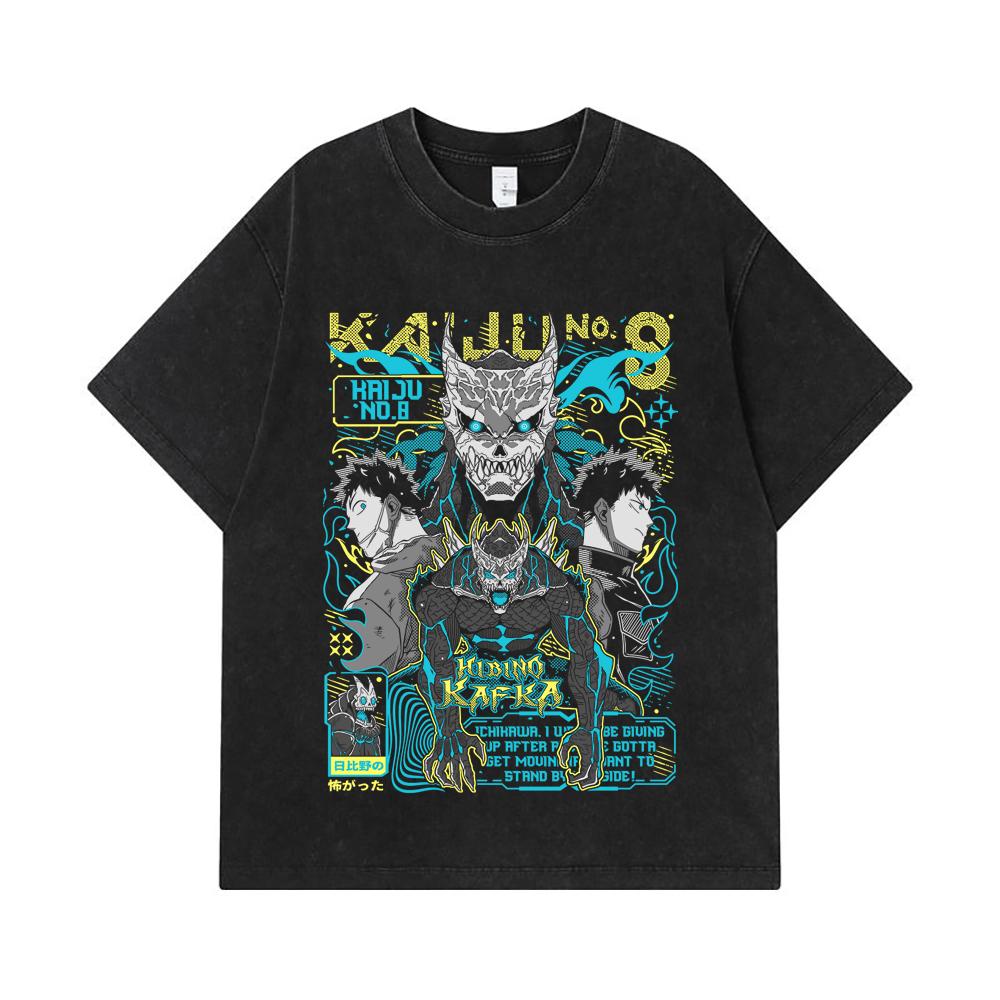 275 GSM Washed T-shirts 100% Cotton Kaiju No 8 V20 Kafka Print Unisex Heavy Cotton T Shirt