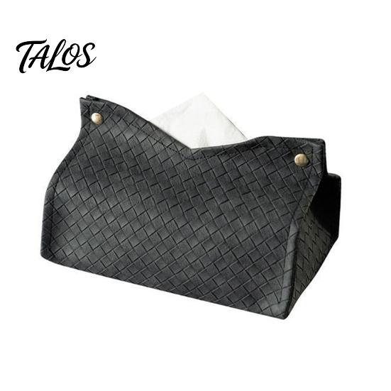 Space Saving Bedroom Storage Bag PU Leather Tissue Box Holder, with Snap Design, Portable Foldable Decorative Balcony Napkin Facial Paper Organizer