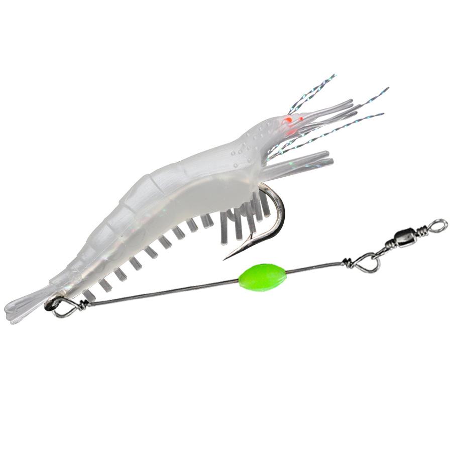 

3Pcs Luminous Soft Shrimp Lure with Fishing Hooks & Swivel Glow Beads Sinkable Realistic Wiggling Artificial Fake Bait for Fish 260319 белый