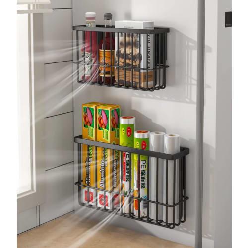 Magnetic Storage Rack, Storage Basket, Magnet, No Drilling Required, Refrigerator Wall-Mounted Storage, Storage Shelf, Magnetic Basket for Spices, Con