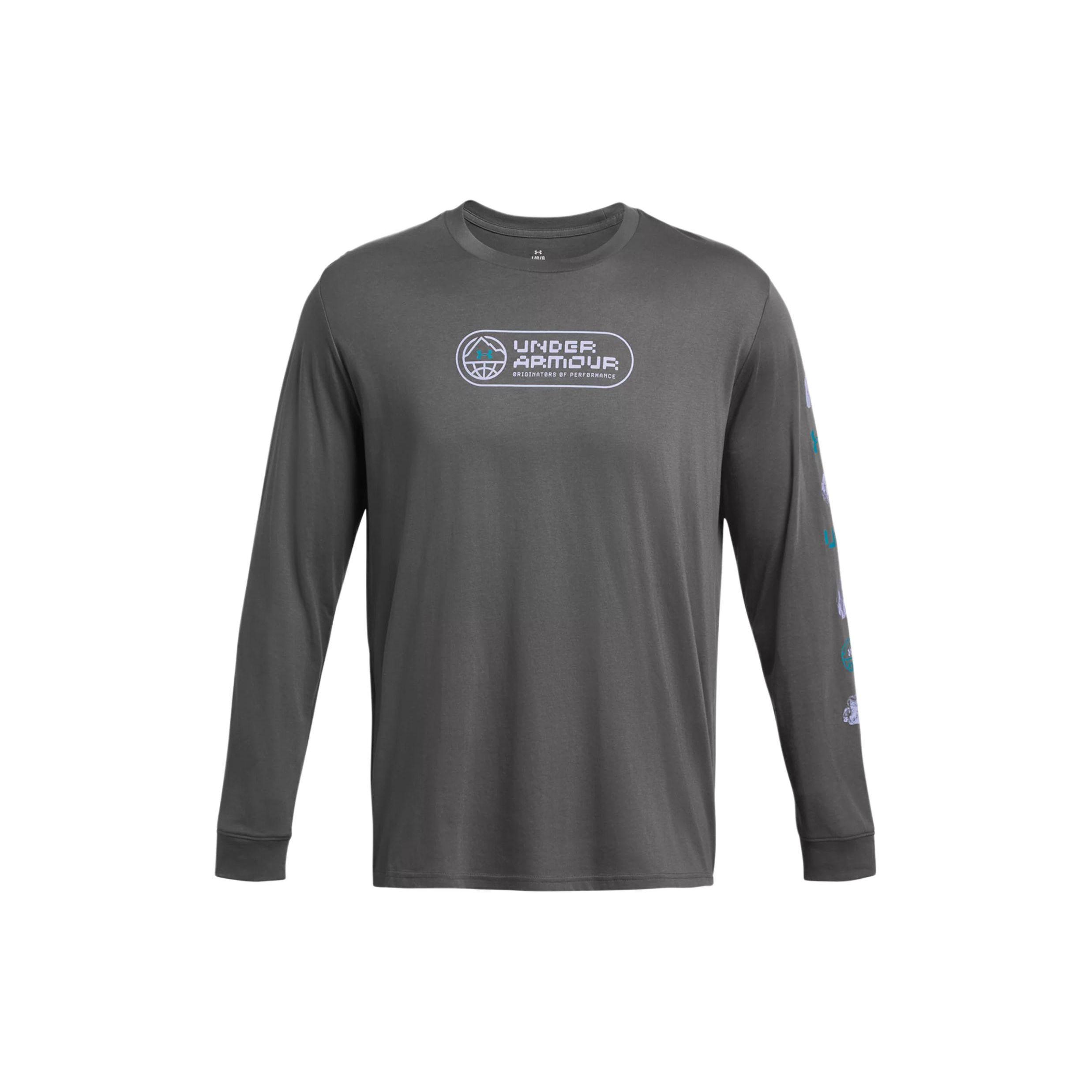 

Under Armour Loose Fit Graphic Print Crew Neck Long Sleeve T-Shirt Men tops Gray 1382893-025 L