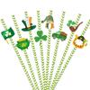 Theme Patrick St Clover Pattern Disposable Paper Straw Party Prop Decoration