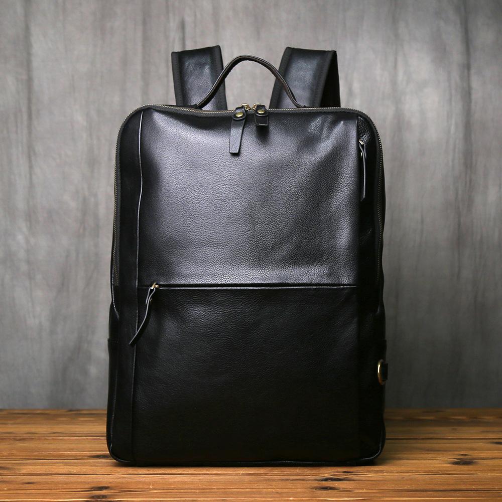 

NZPJ Men s Vintage Genuine Leather Backpack Top Layer Cowhide Large Capacity Casual Travel Bag Suitable For 17 Inch Laptops чёрный