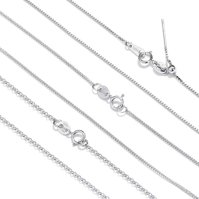 BAMOER Classic Basic Chain 925 Sterling Silver Lobster Clasp Adjustable Necklace Chain