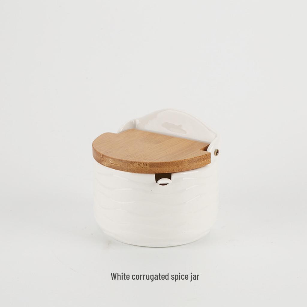 

Набір японських керамічних банок для приправ з бамбуковою кришкою - Ідеально підходить для солі, цукру та приправ