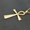 Egypt Iced Out Bling Ankh Cross Pendant Necklace Women Men Key of Life Gold Color Stainless Steel Rhinestones Egyptian Jewelry