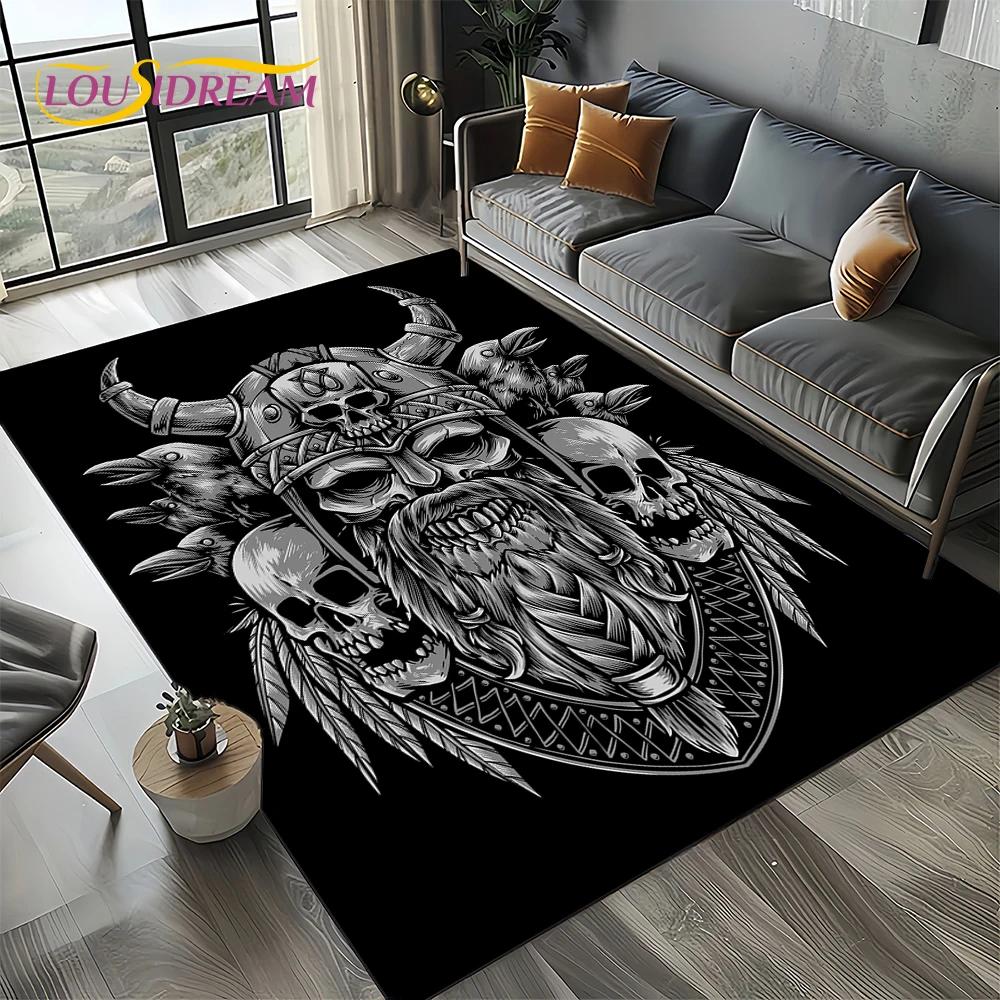 Odin Viking Symbol Valknut Nordic Valhalla Carpet Rug for Living Room Bedroom Home Sofa Decoration,Area Rug Non-slip Floor Mat