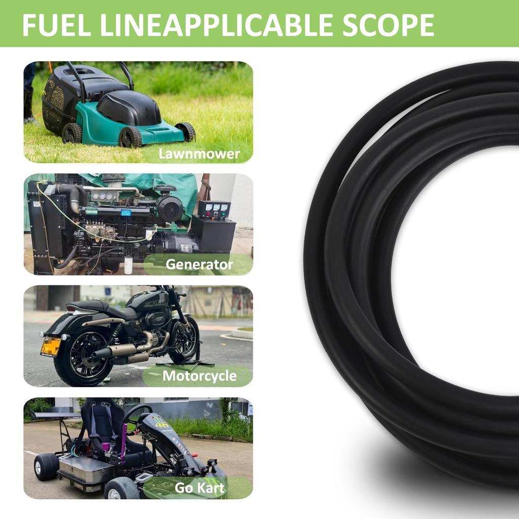 1/4 Inch ID Fuel Line Hose - 10 Feet Fuel Line For Kawasaki Kohler Briggs & Stratton Small Gas Diesel Powersports Engines And Generators W/ 20 Hose