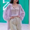 Zhang Yuxi Purple Knit Cardigan - Women's Lazy Style Long Sleeve Sun Protection Jacket for Autumn/Winter 2026