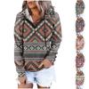 Damen Casual Fashion 2022 Ethno-Print Langarm-Pullover mit Kapuze