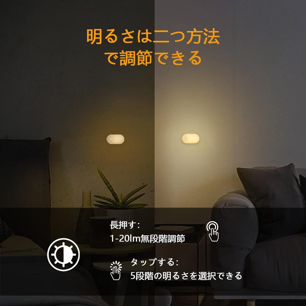 Lyridz LED Sensor Light, USB Rechargeable, Motion Sensor, Footlight, Night Light, Stepless Dimming, 3 Modes, Warm White, Energy Saving, for Hallways,