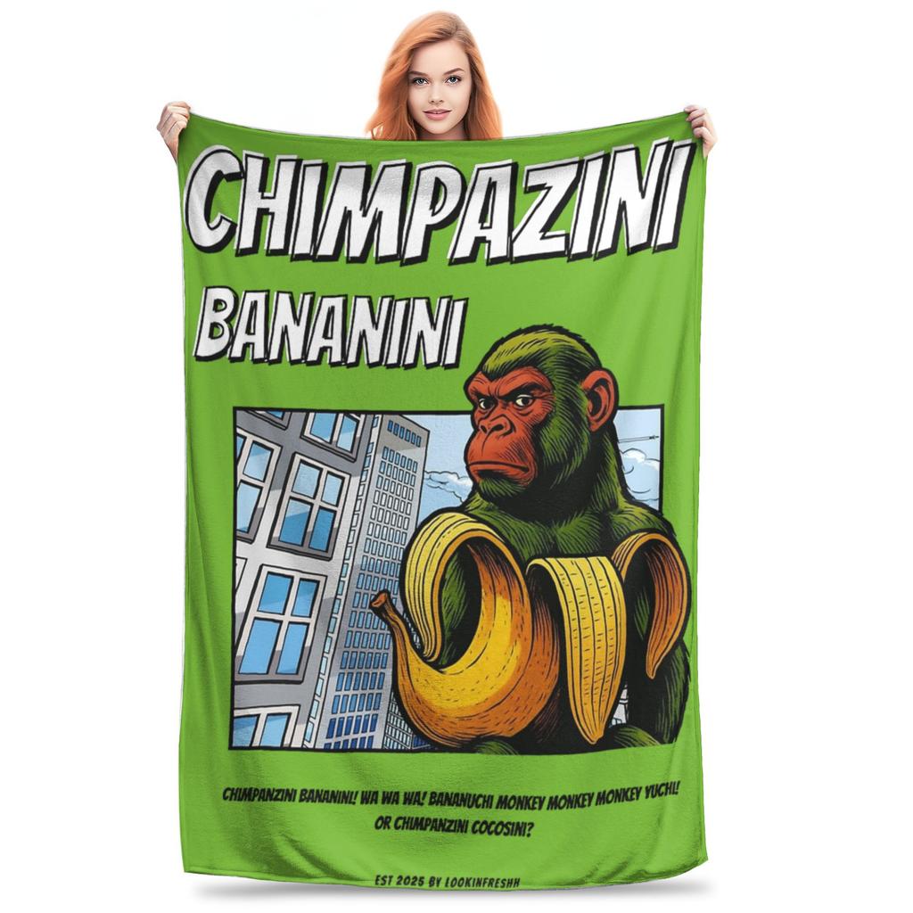 Bombardiro Crocodilo Tralalero Tralala Blanket Flannel Italian Brainrot Portable Throw Blankets for Sofa Travel Quilt