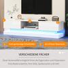 TV Media Cabinet, White High-Gloss TV Cabinet with LED Light, 2 Drawers, App Control, Anti-Tilt Design, for 60-Inch TV