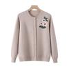 2026 Spring Embroidered Knit Sweater for Middle-aged & Elderly Women - Soft, Loose Button-up Top