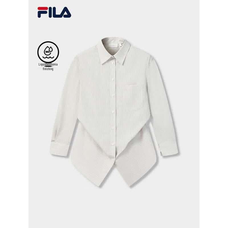 FILA Women s Pure Cotton Striped Long-Sleeve Shirt M