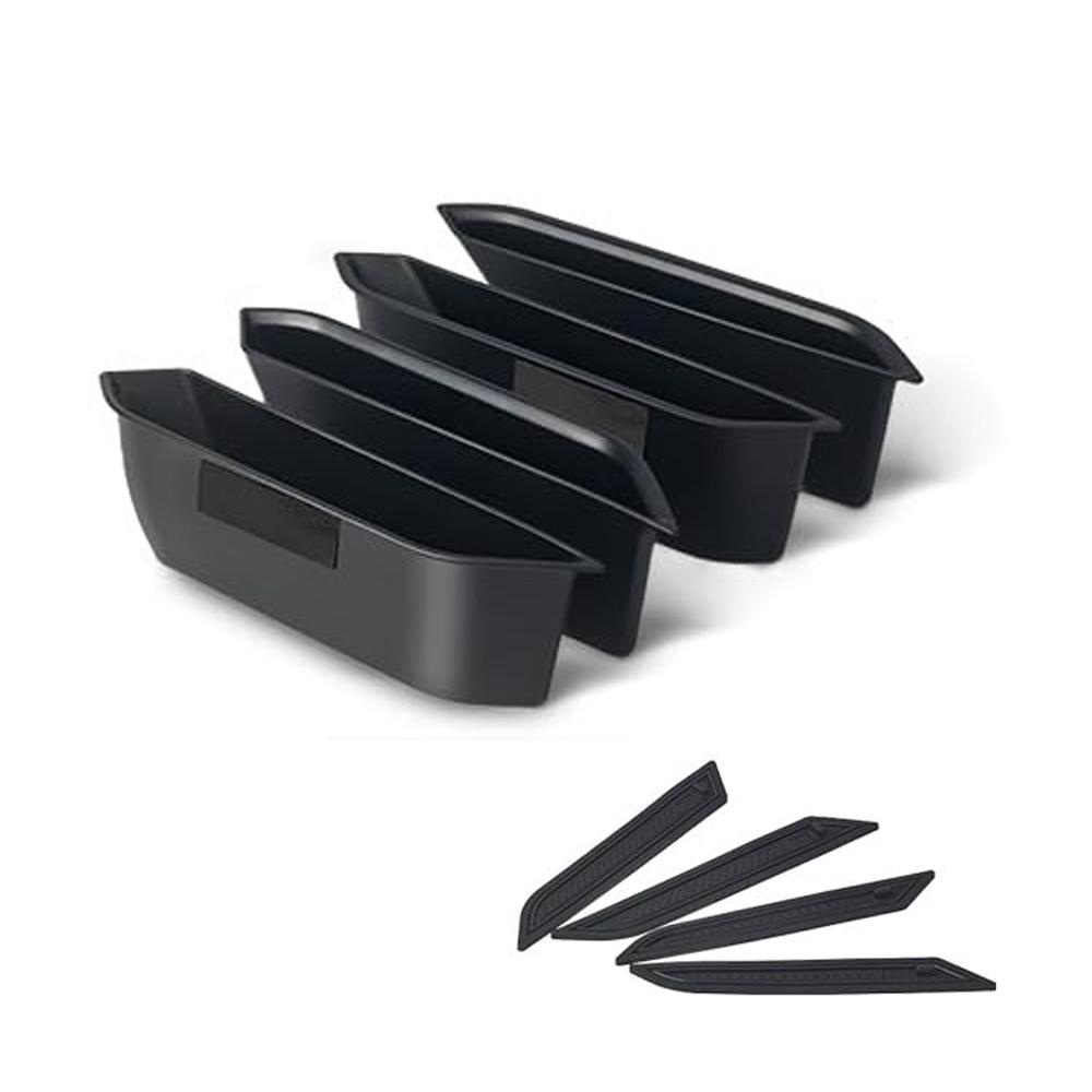 

4 шт., контейнер для хранения с ручкой для Ford Bronco 2021-2024, передняя задняя дверь, боковой подлокотник, карман, органайзер, вставка, поддон для перчаток чёрный
