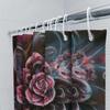 Luxury Floral Printed Shower Curtain Black Pink Blue Swirl Pattern Decorative Water Repellent Polyester Bath Rug Liner Set For B