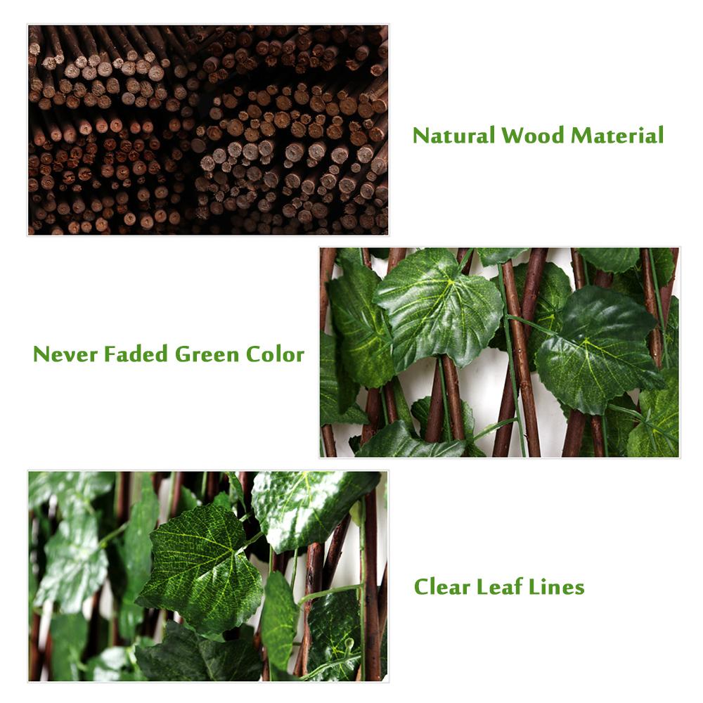 Artificial Ivy Leaves Garland Screen Fence Nature Wood Trellis Fence Greenery Wall Decor Festival Garden Home Party Decor