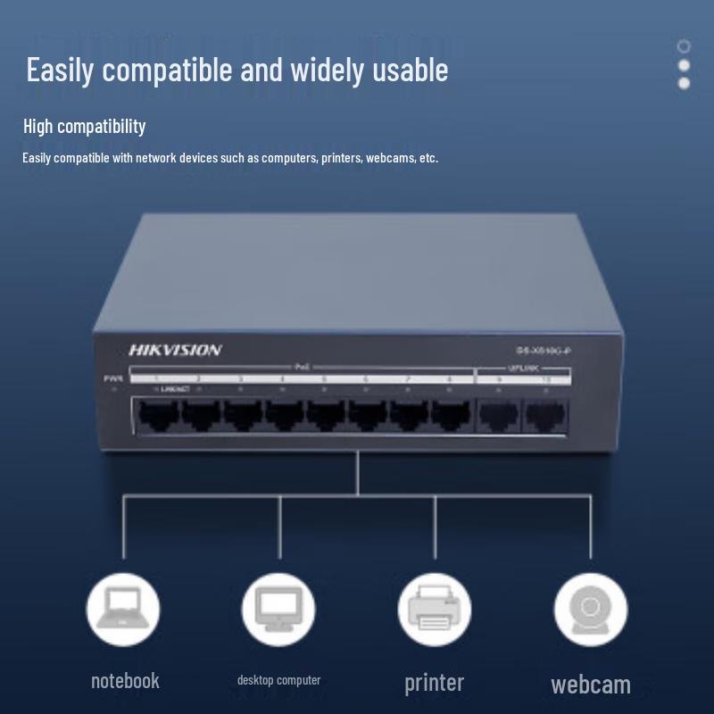 Hikvision 10-Port Gigabit PoE Network Switch CN Plug (adapter Included)