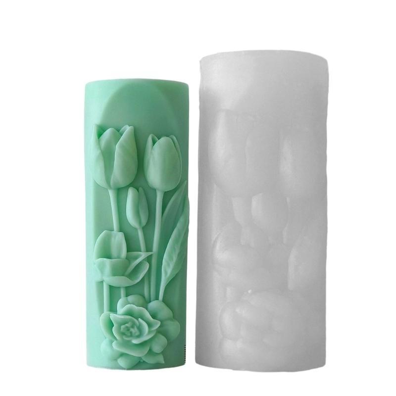 Silicone Molds Flowers Pillar Molds Epoxy Resin Molds Handmade Castings Molds Flower Cylinder Plasters Molds