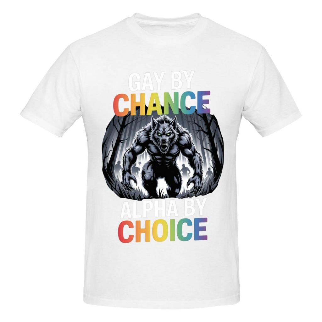 Gay By Chance Alpha By Choice Alpha Wolf Lgbt Lustige T-Shirts Grafik Y2k Sommer Rundhals Unisex Wounisex T-Shirt Tops