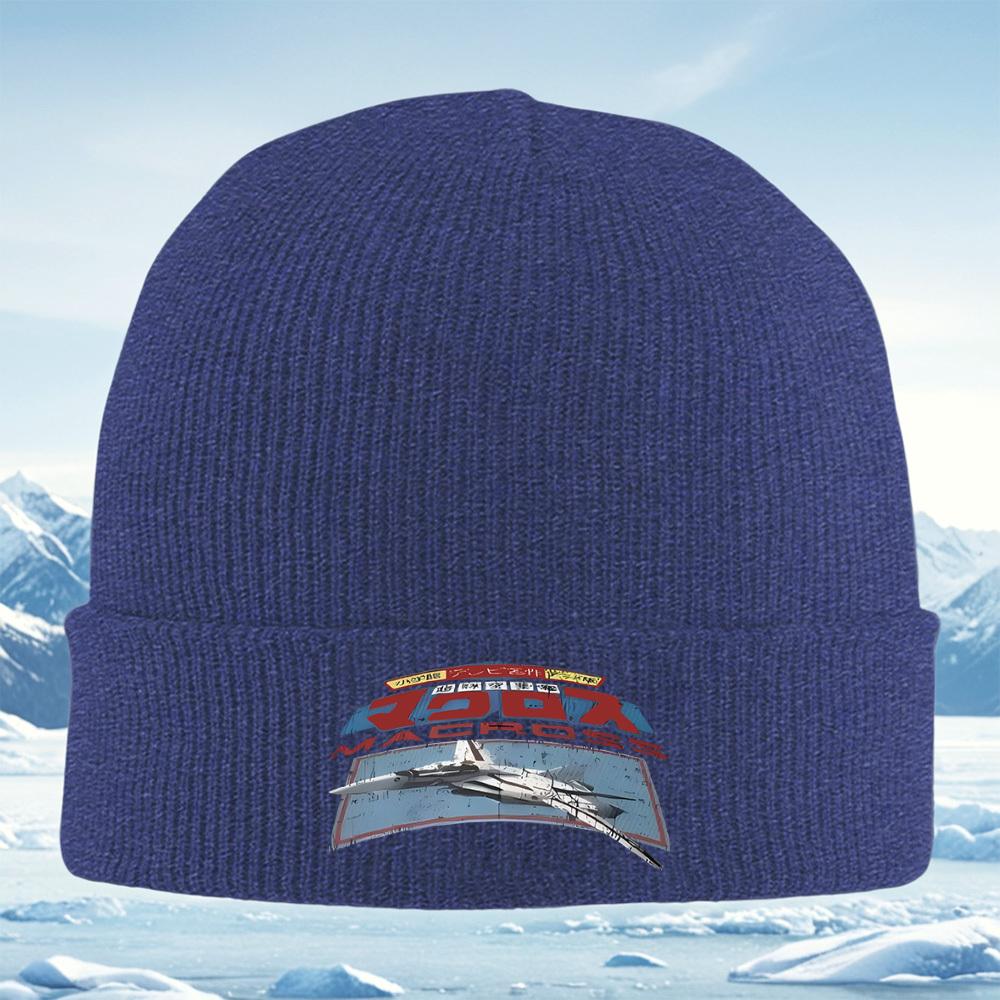 Macross aircraft logo retro design Men Women Unisex Knitted Hat Beanie Pullover Cap Winter Thermal Warm Christmas Outdoor Cyclin