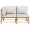 VidaXL Garden Lounge Set 2 Pcs with Light Grey Cushions Bamboo 362276