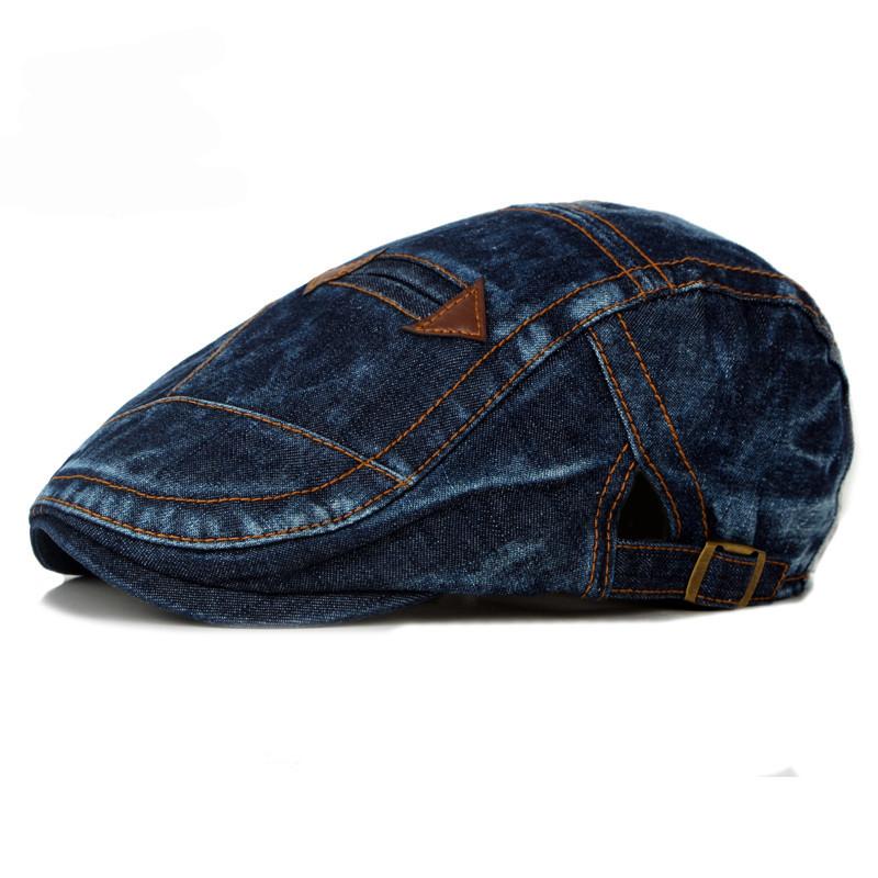 HT1195 Modne Wiosenno-Letnie Jeansowe Kapelusze Berety dla Mężczyzn Kobiet Jakość Codzienne Unisex Denimowy Kapelusz Beret Dopasowany Słoneczny Cabbie Płaski Kapelusz