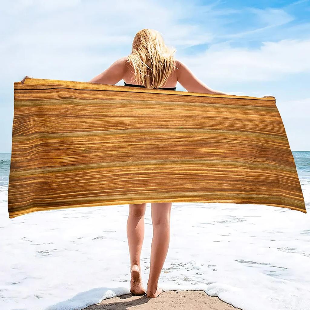 Retro Aged Barn Wood Beach Towel Sand Free Farmhouse Beach Towel Bathing Towel Lightweight Pool Towels for Adult Women Men
