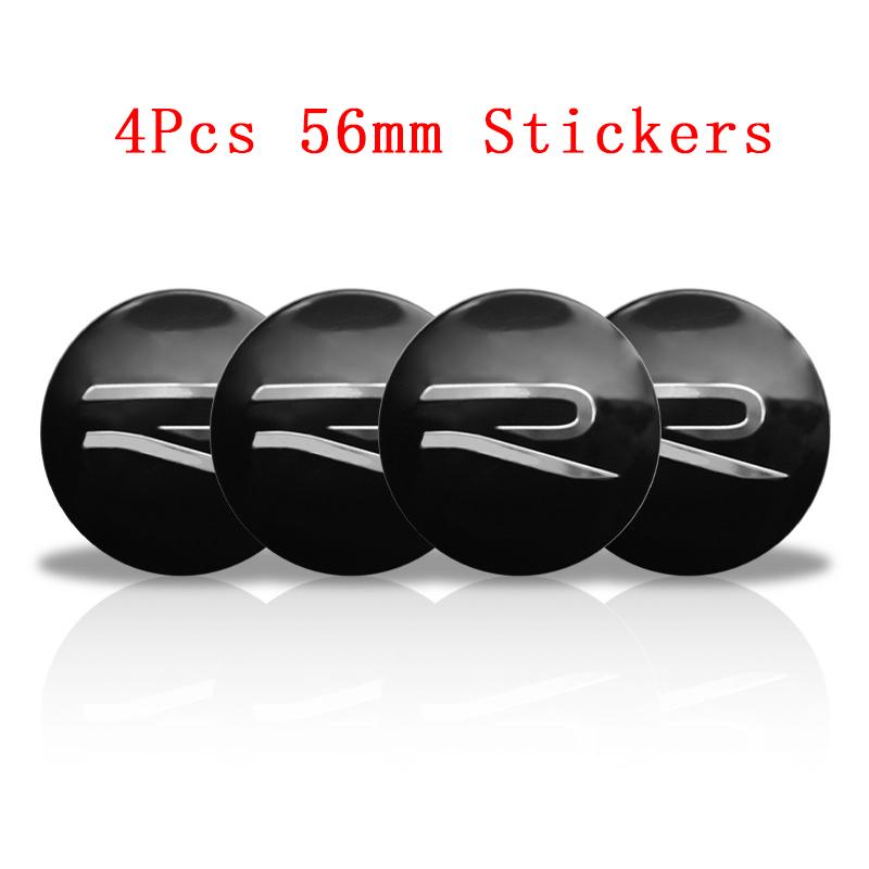 4Pcs 56mm 60mm Car Wheel Hub Center Cap Emblem Badge Cover Stickers For Volkswagen VW R Line GTI Touareg Golf 6 7 8 Jetta Passat zf0