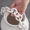 White Ceramic Vase Hollow Chain Geometric Buckle Porcelain Bottle Ceramic Handicraft Room Decoration Accessories Flower Vase