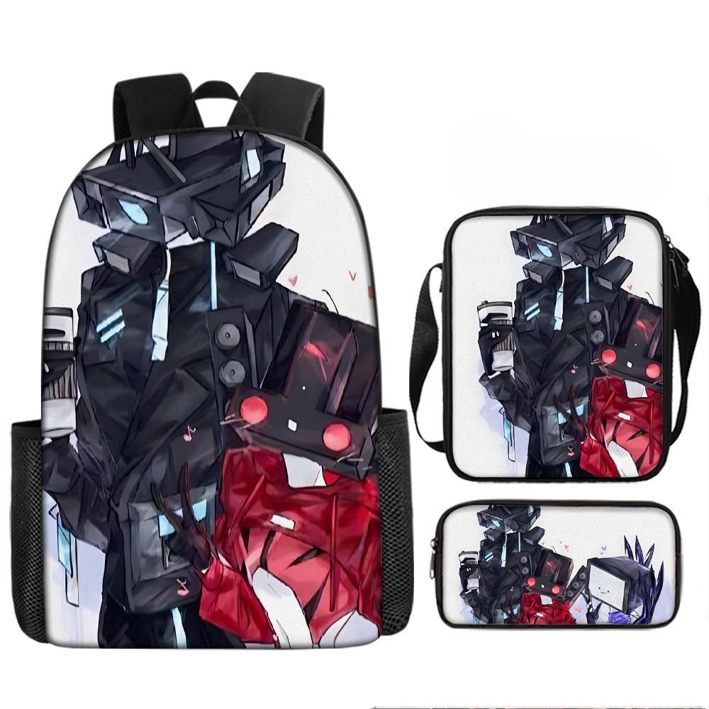 Skibidi Cartoon Toilet Printed Backpack Child Schoolbag Shoulder Bag Pencil Bag