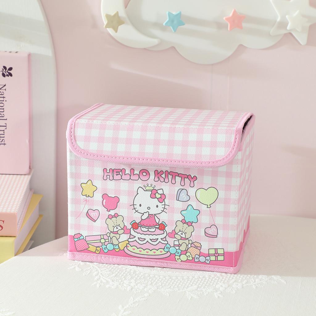 Hello Kitty Kuromi Cinnamoroll Melody Party Theme Foldable Flip Storage Box For Dorm Room And Desk Storage