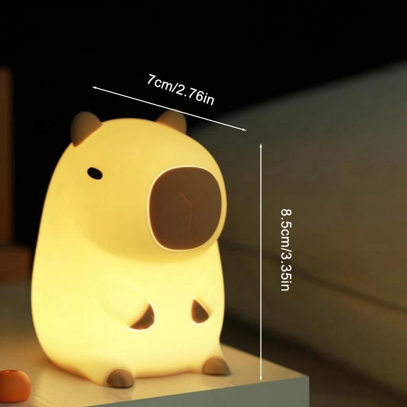 

Cute Cartoon Capybara Night Light Battery Dimming Sleep Night Lamp for Children s Room Decor теплый белый