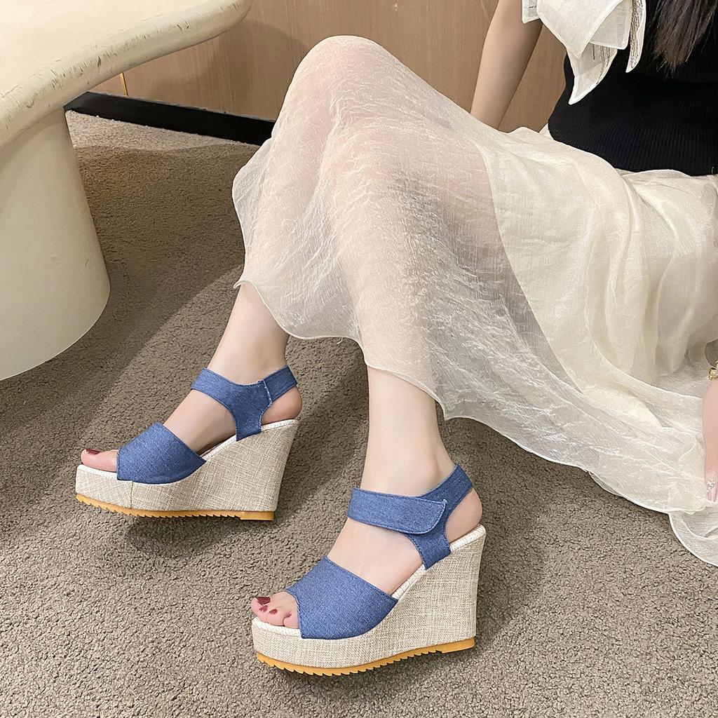 Fashion Woman Shoes Platform Wedges Heel Sandals for Women Blue Open Toe Anti Slip Hot High Quality Sandal Vip Comfortable and Elegant