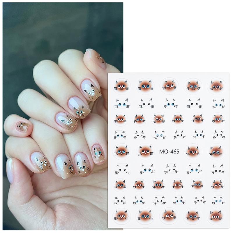 Blaue Augen Siamkatze Nagelsticker 3D Niedliche Cartoon-Tiere Selbstklebend Maniküre-Verzierungen Zubehör DIY Nagel-Slider Aufkleber