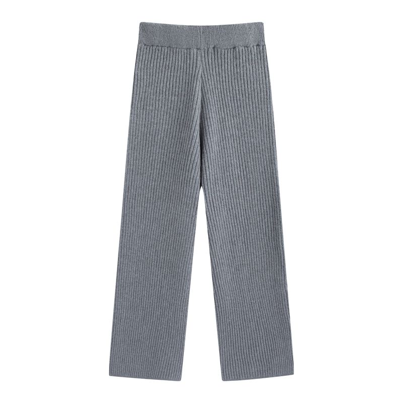 

Julu Studio s Hazelnut Songsong Plus-Size Lazy Soft Sweater Coat and Knitted Pants Set Gray Trousers 2XL