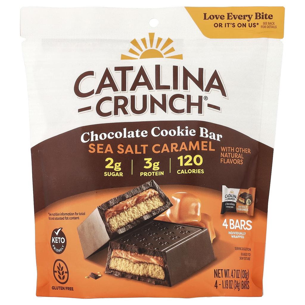 Catalina Crunch, Chocolate Cookie Bars, Sea Salt Caramel, 4-Count, 34g (1.19oz) Each