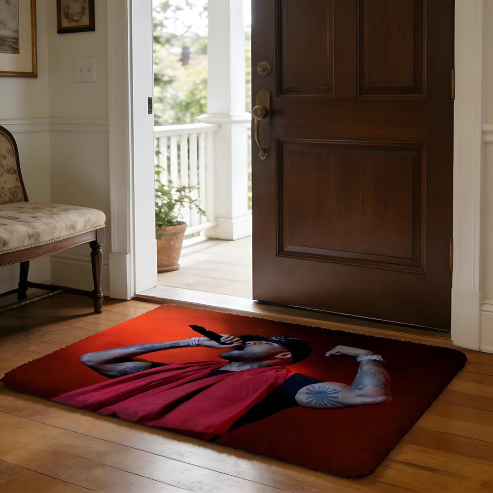 Rapper BBooba Floor Mat Soft Flannel Absorbent Mat Non-Slip Rug Home Bedroom Bathroom