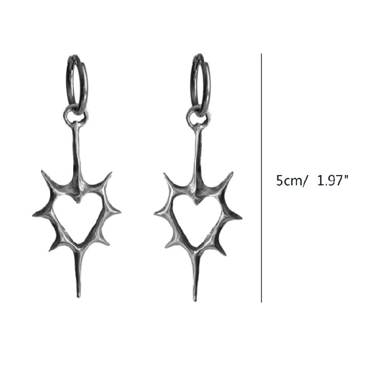Punk Hip Hop Dangle Earrings Thorn Heart Hoop Earrings Fashion Drop Earrings