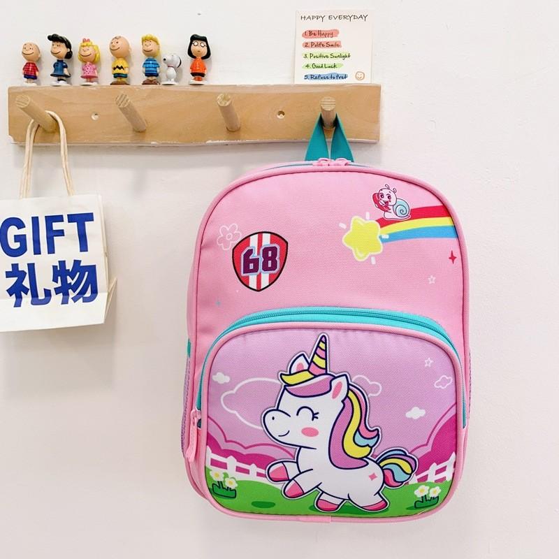 Adorable Unisex Kindergarten Backpack For Boys And Girls With Charming Unicorn And Tiger Designs розовый