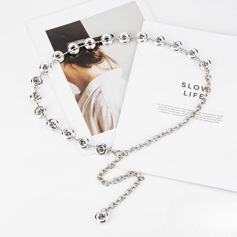 Fashion European and American Donuts Metal Decorative Waist Chain Women's Circle Ins Style with Dress Accessories Belt Women