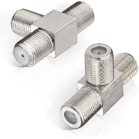 Wlaniot F Type Splitter 3 Way F-Type Female To 2 Female Coaxial Connector Adapter T-Shape for TV Video VCR Antenna TV Cable Satellite Tuner Antenna