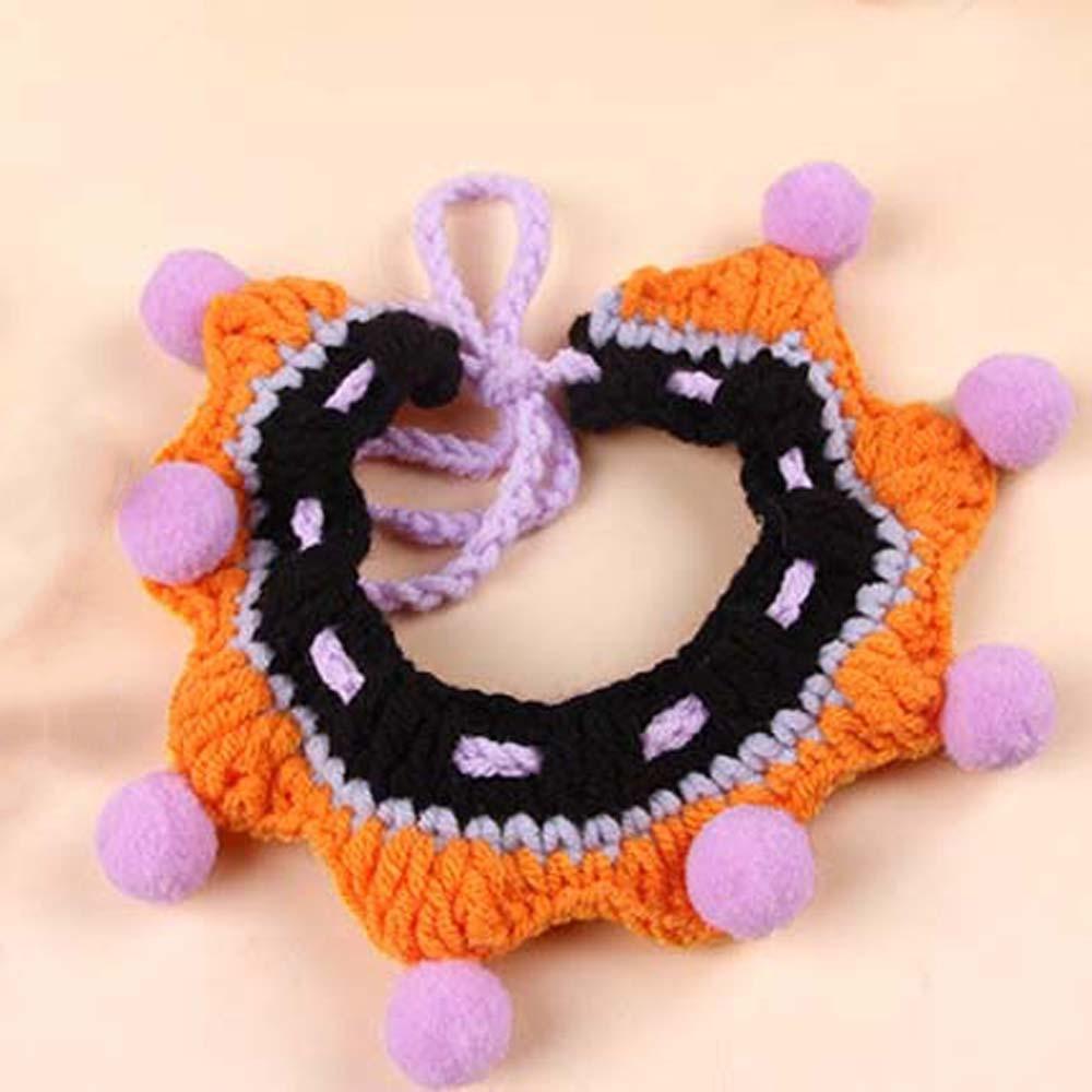 

Clothes Halloween Cat Headgear Pumpkin Cat Woven Hat Bib Halloween Pets Costumes For Dog Rabbit Bib 2
