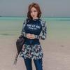Women's Three-Piece Skirted Swimsuit and Long-Sleeve Diving Suit