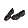 Weiches Schafsleder~ Retro britischer Stil kleine Lederschuhe für Damen Herbst neu dicker Absatz runde Spitze mit leichtem Ausschnitt Mary Jane einzelne Schuhe
