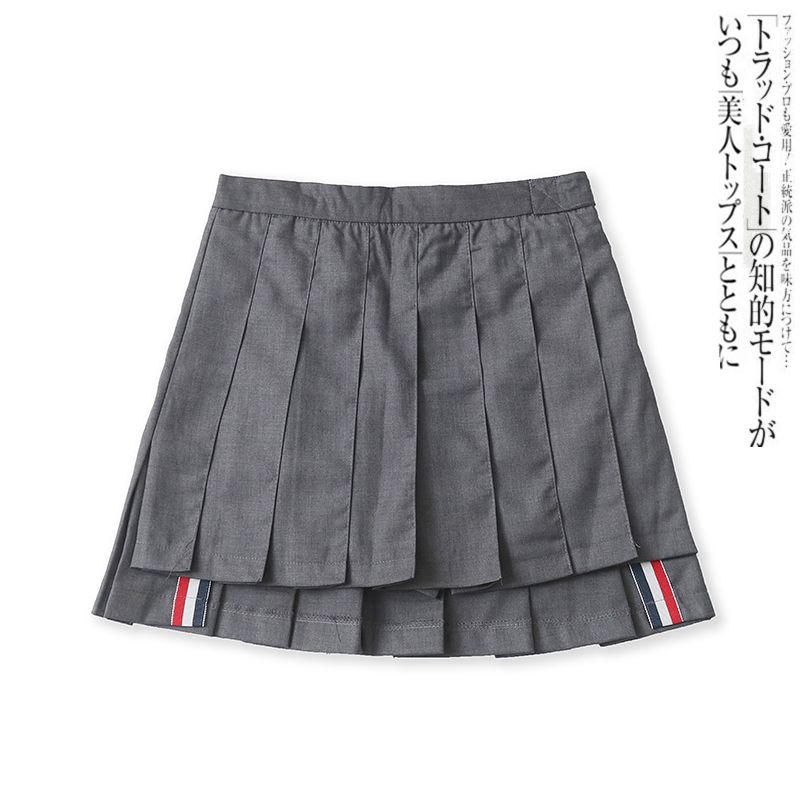

Autumn New Export Preppy Style Asymmetrical Pleated Skirt Dark Gray XS