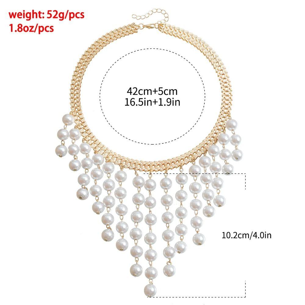 Collar Collarbone Neck Chain Imitation Pearl Clavicle Chain Exaggerated Necklace Party Jewelry