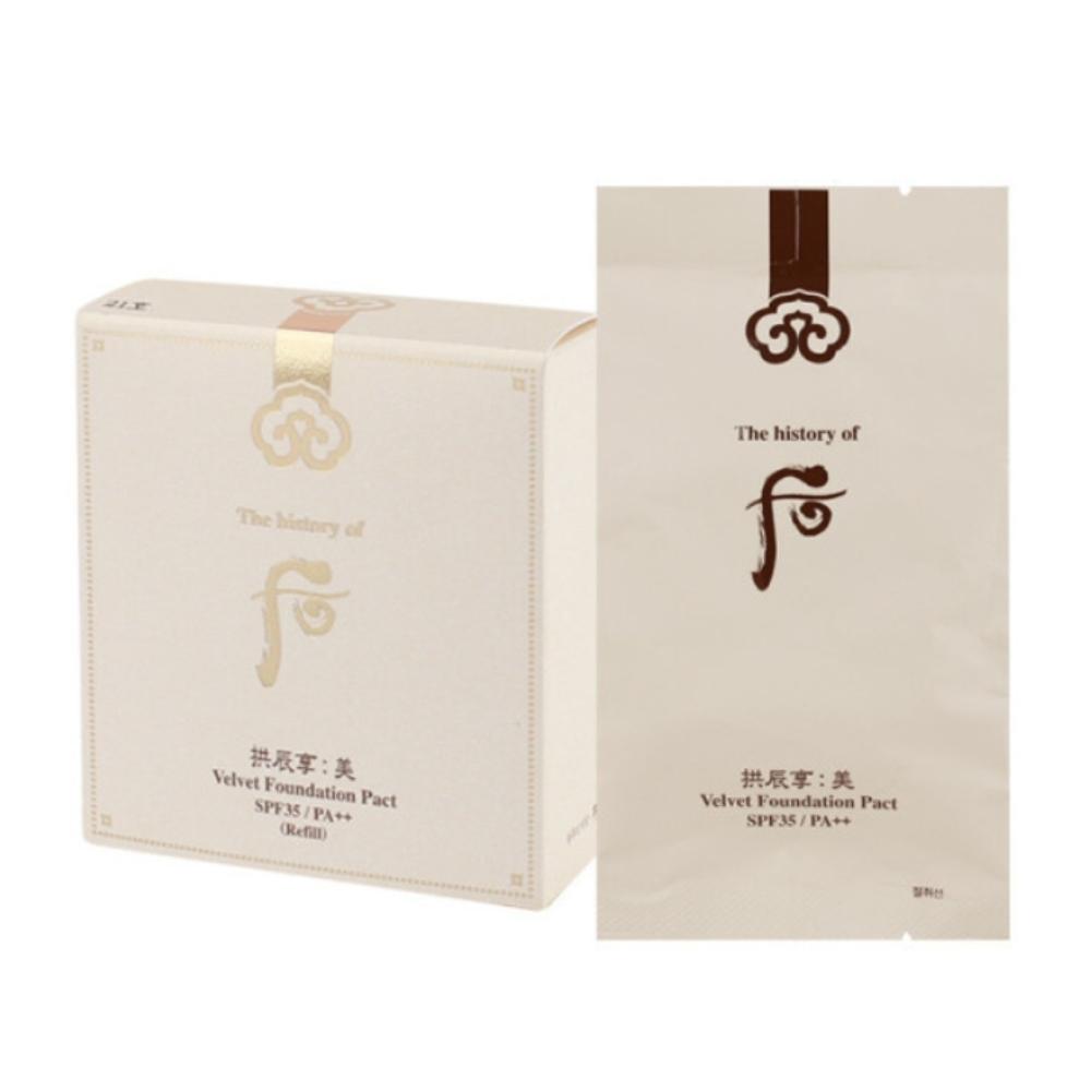 The History of Whoo Gongjinhyang Mi Velvet Foundation Pact SPF35 PA++ 10g Korean Herbal Long-Lasting Compact Foundation K-Beauty(Shade 21/23)